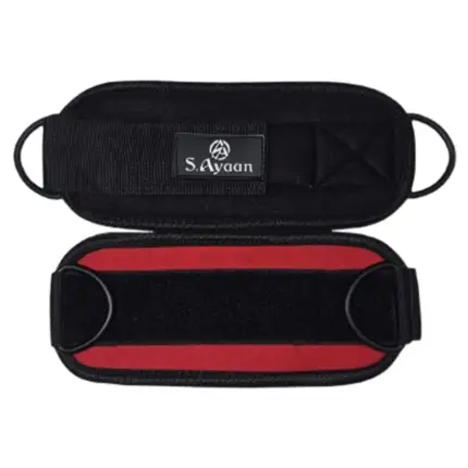 S.Ayaan Premium Padded Ankle Straps (Pair) – Heavy Duty Gym Cable Attachment (Black/Red)